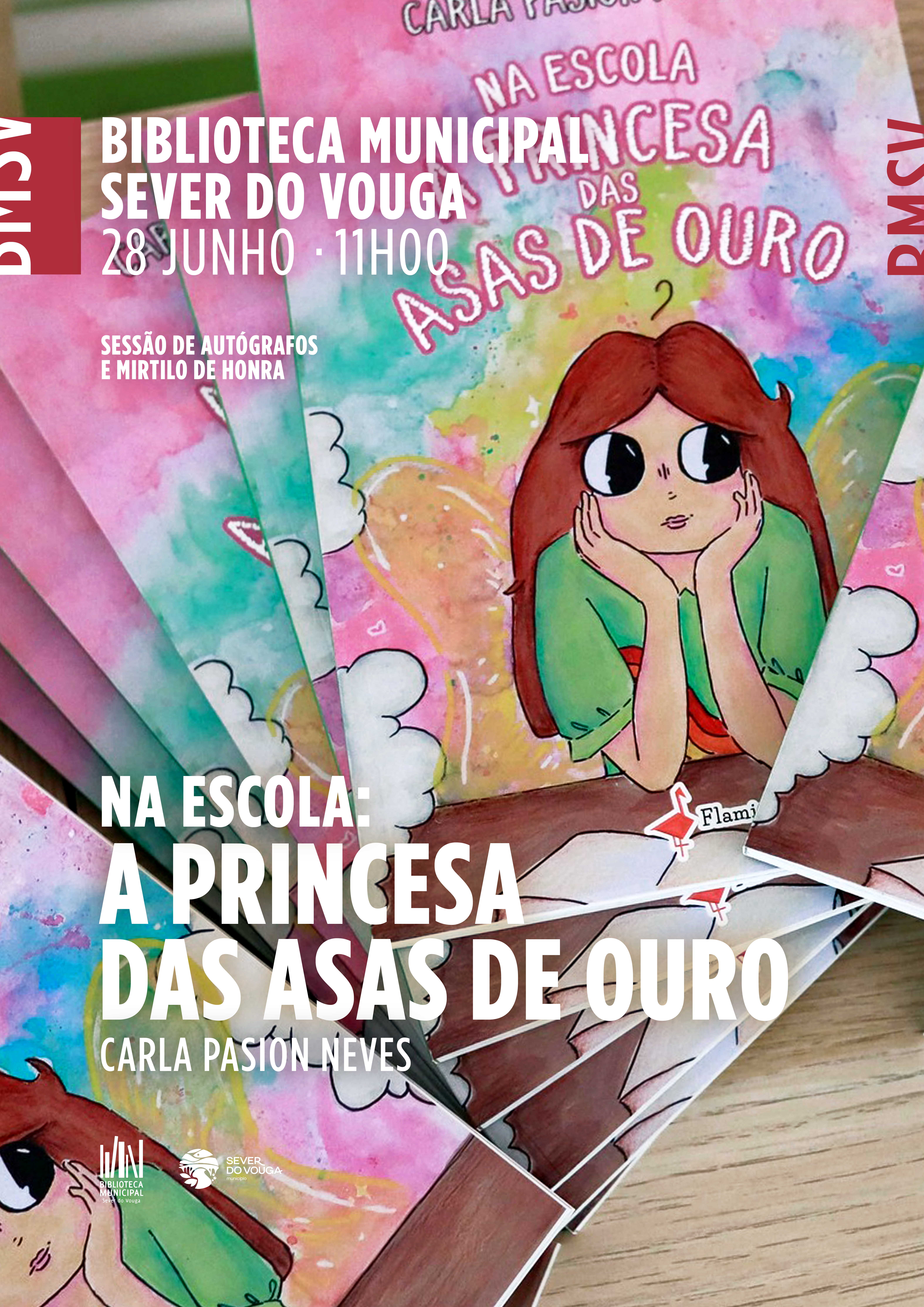 Na escola: a princesa de asas de ouro